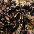OEKO-TEX 26%SILK62%ECO MODAL12%METALLIC 15MM gold leaf flower printed silk fabric